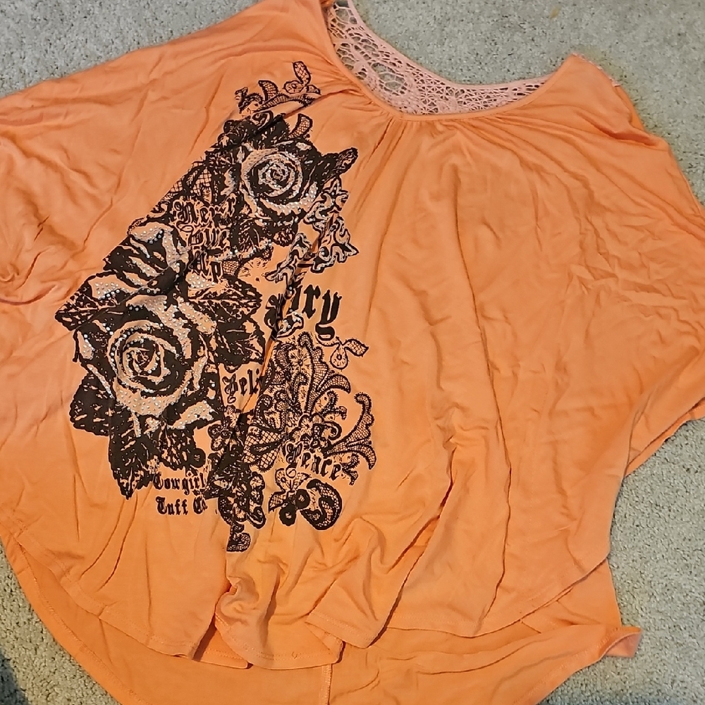 Cowgirl Tuff Orange Floral Graphic Tee